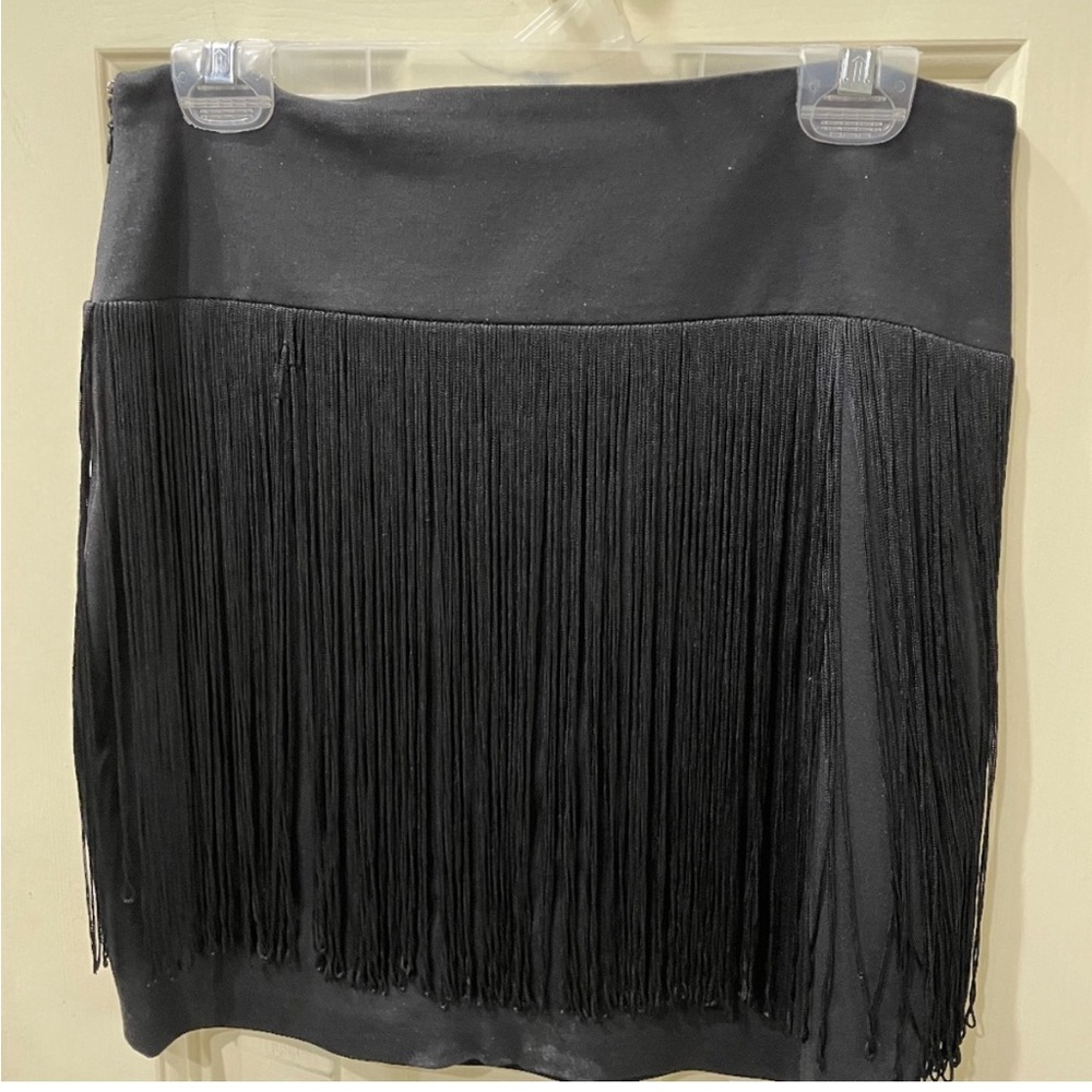 Cache Black Fringe Skirt-Size 6
